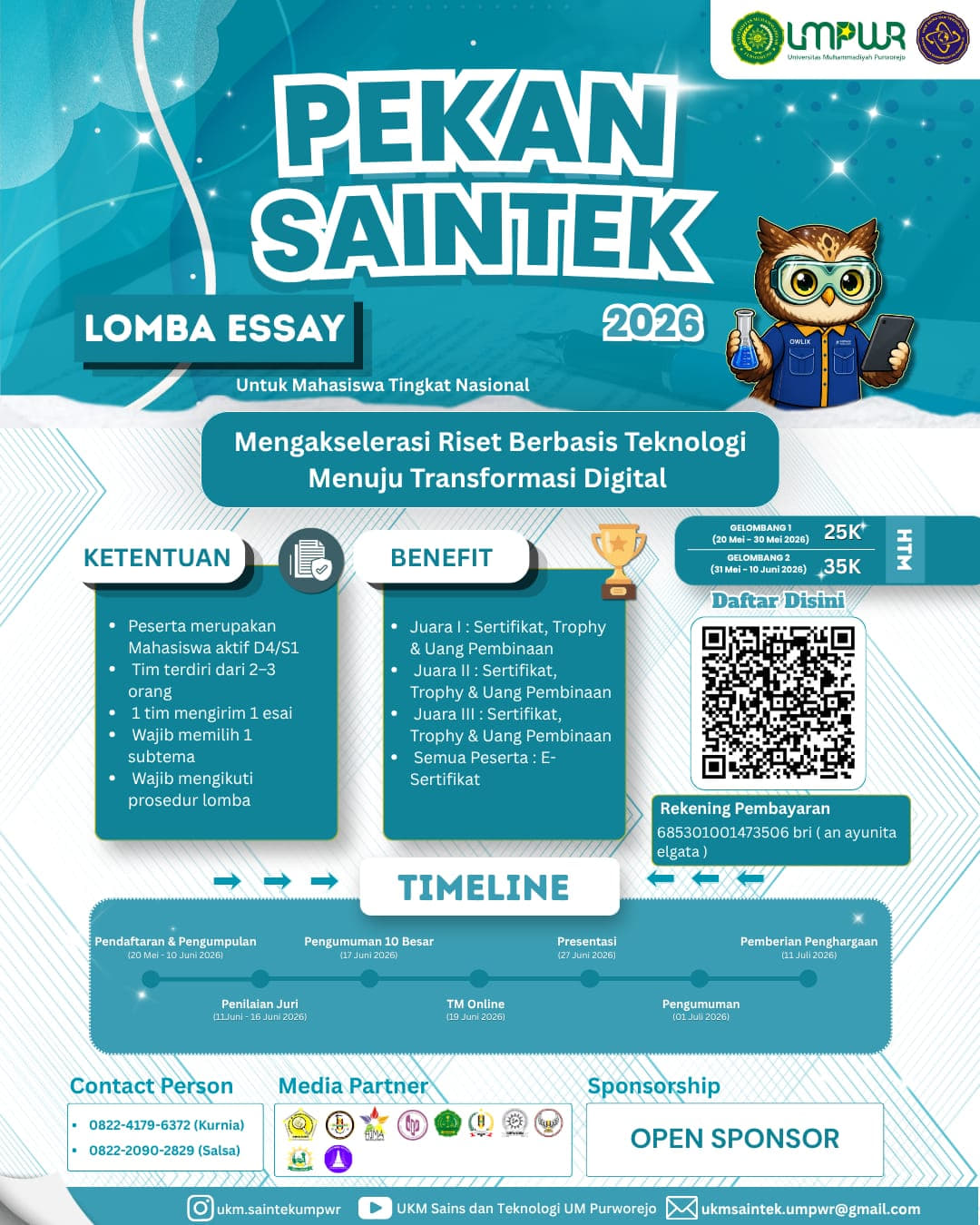 Lomba Essay Nasional PEKAN SAINTEK 2026 - Poster 2